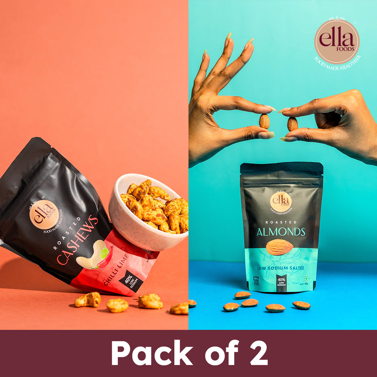 Chilli Lime Cashews & Salted Almonds Combo - Pack of 2 - 100g Each