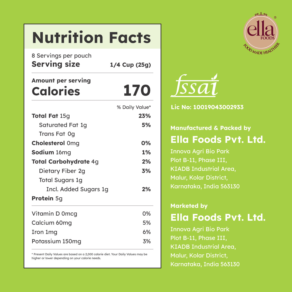 Ella Foods Coconut Toasted Almonds | Pack of 2 (100g Each) | 40% Low Sodium | Roasted Nut Snack | Naturally Sweet | 6-Month Shelf Life | No Preservatives