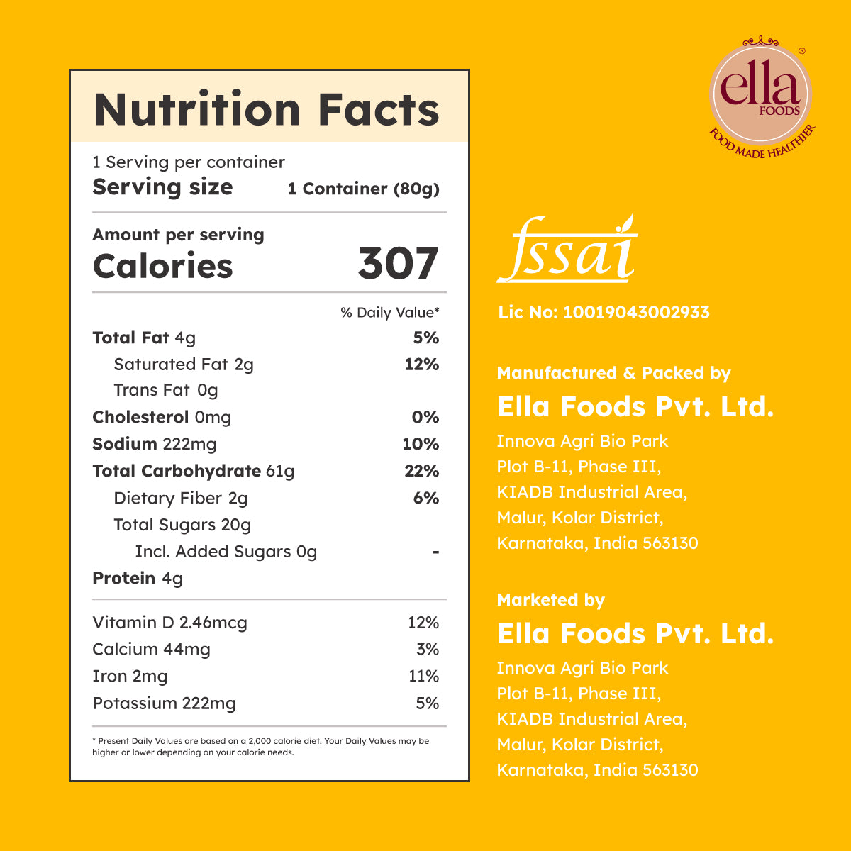 Ella Foods Probiotic Millet Sweet Pongal | Ready to Eat | 65g Each | Shelf Life: 6 Months | Combo Pack