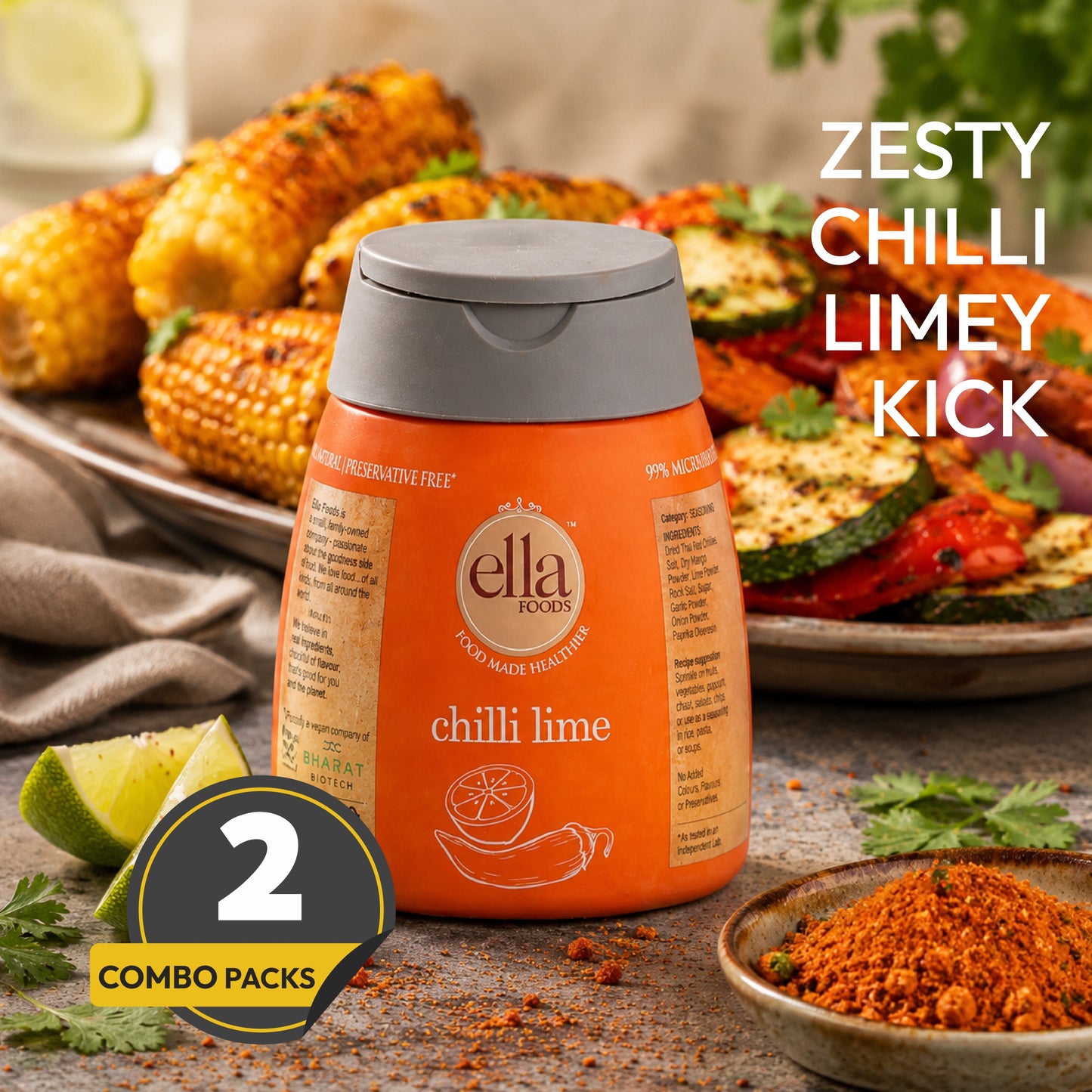 Ella Foods Chilli Lime Seasoning ā Add a Zing to Every Bite | 100g | Multi Pack | No MSG