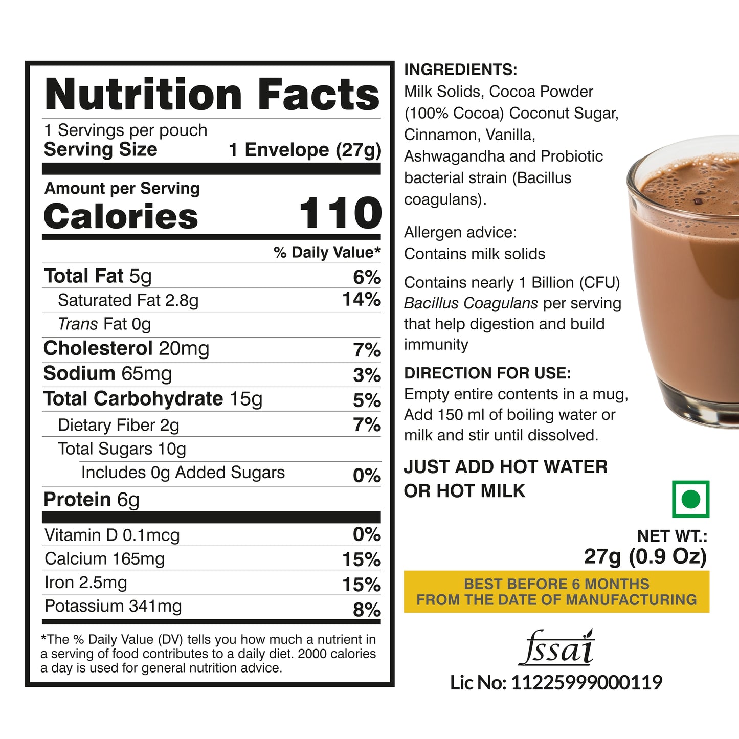 Ella Foods Cozy Indulgence Combo | Coconut Toasted Almonds (100g) & Hot Chocolate (27g x 2) | 40% Low Sodium Roasted Almonds | Healthy Snack & Beverage Gift Pack