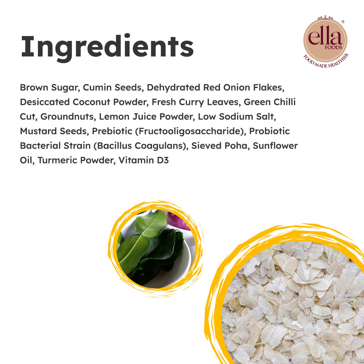 Ella Foods Probiotic Instant Poha | 65g | Ready-to-Eat Meal | Shelf Life : 6 Months
