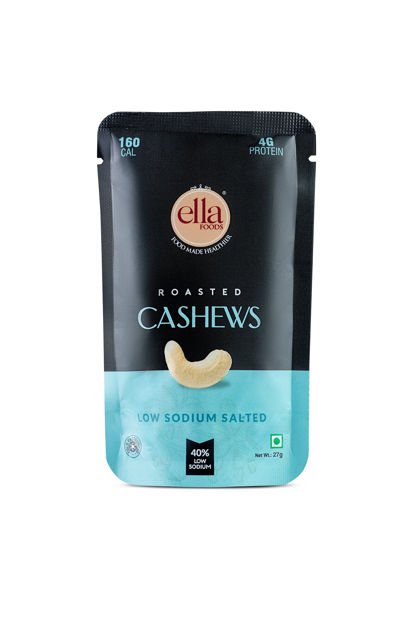 Ella Foods Assorted Mini Nuts Pack | Pack of 5 (27g Each) | 40% Low Sodium | Healthy Roasted Nut Snacks | Travel-Friendly | 6-Month Shelf Life