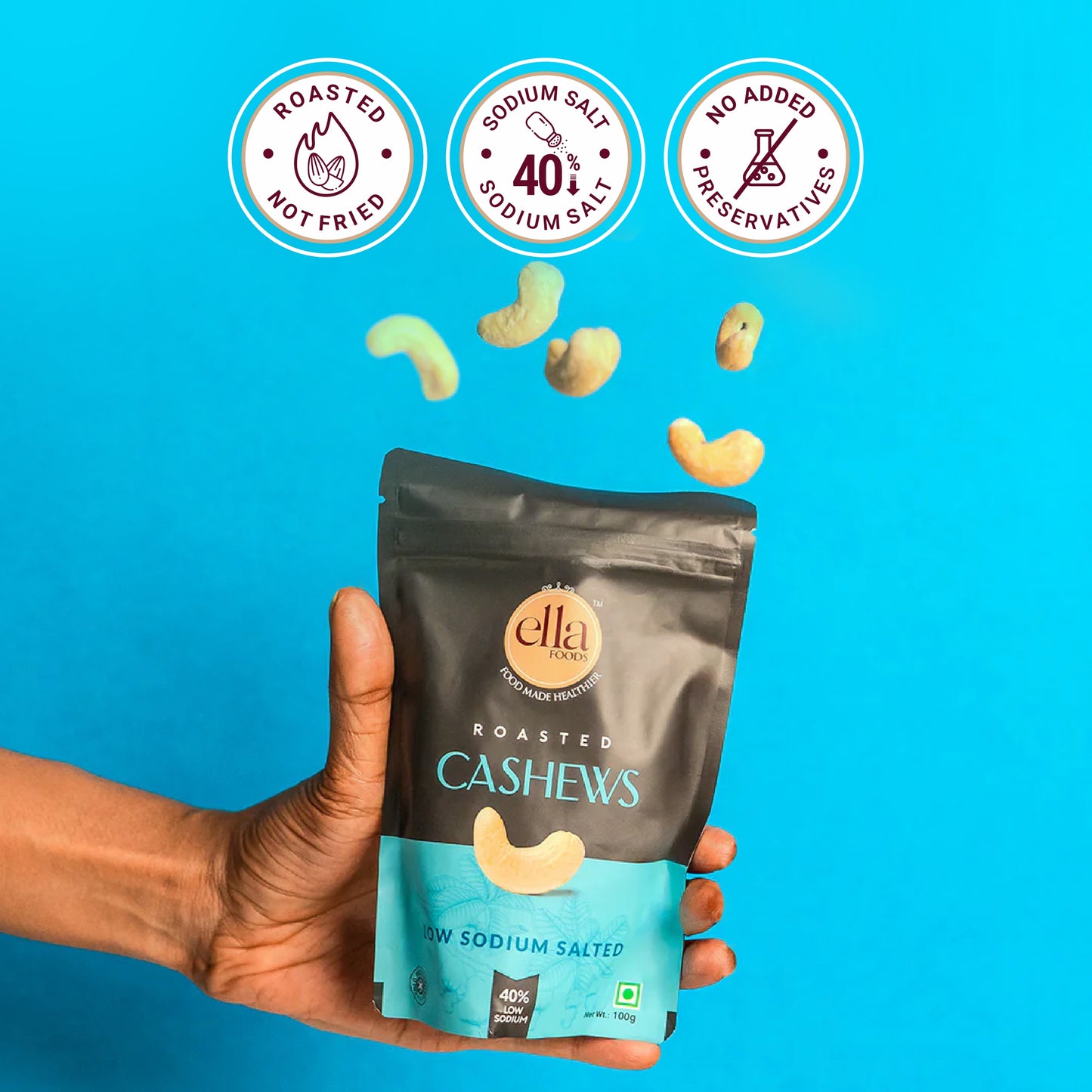 Ella Foods Smart Breakfast & Snack Combo | Tangy Millet Poha, Instant Upma, Salted Almonds 27g & Salted Cashews 27g | Healthy Ready-to-Eat Pack