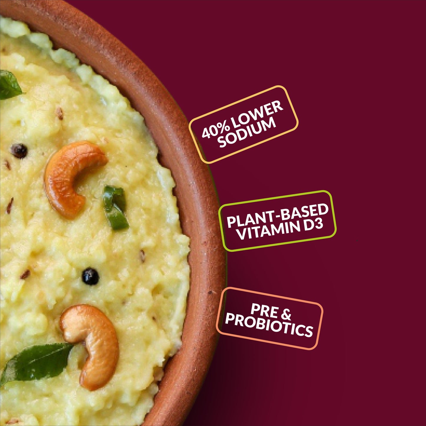 Ella Foods Millet Delight Combo | Millet Khara Pongal, Tangy Millet Poha, Chilli Lime Cashews 27g & Peri Peri Almonds 27g | Healthy Ready-to-Eat Meal Pack