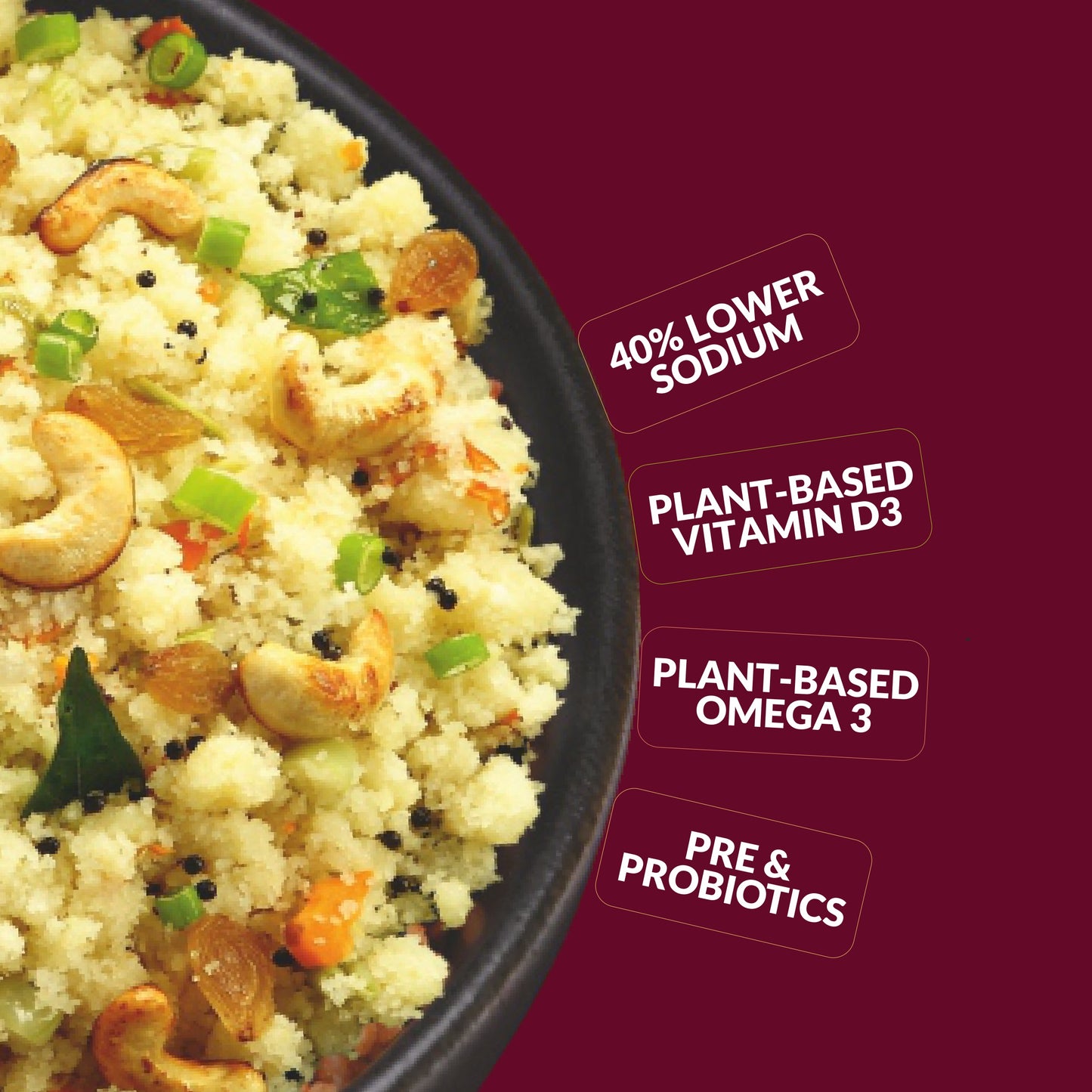 Ella Foods Wholesome Morning Combo | Probiotic Instant Upma & Salted Almonds 27g | Healthy Ready-to-Eat Breakfast Pack