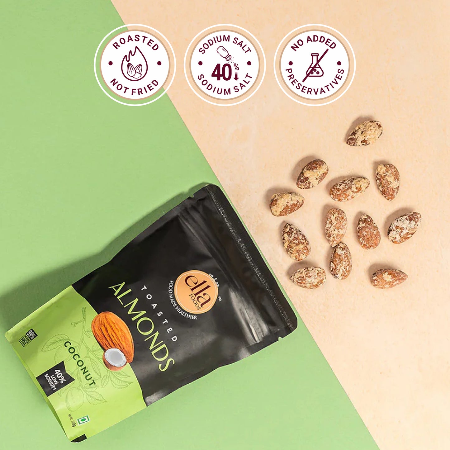 Ella Foods Complete Breakfast & Snack Combo | Tangy Millet Upma, Instant Poha, Salted Almonds 27g, Chilli Lime Cashews 27g & Coconut Toasted Almonds 27g | Healthy Ready-to-Eat Pack