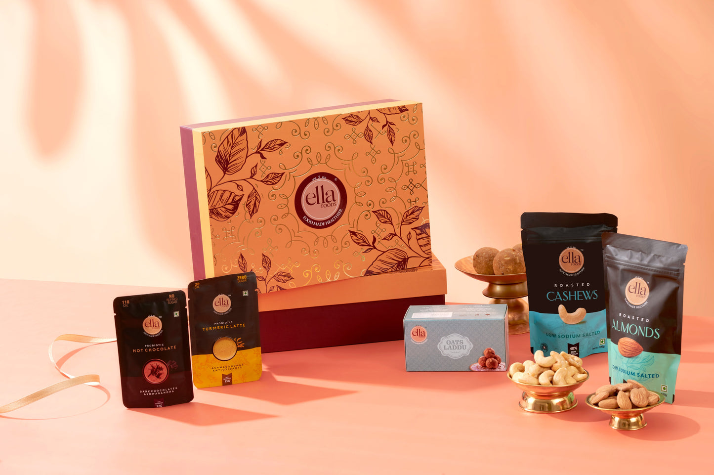 Ella Foods Imperial Gift Hamper | Premium Festive Gift Box with Roasted Nuts & Wellness Beverages | Perfect for Diwali, Weddings & Corporate Gifting