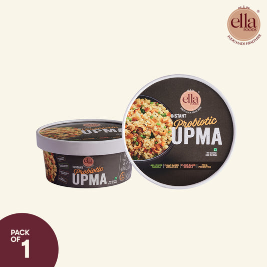 Ella Foods Probiotic Instant Upma | Ready to Eat | Added Pre & Probiotics | 65g | Shelf Life: 6 Months | Combo Pack