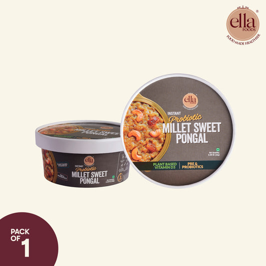 Ella Foods Probiotic Millet Sweet Pongal | Ready to Eat | 65g Each | Shelf Life: 6 Months | Combo Pack