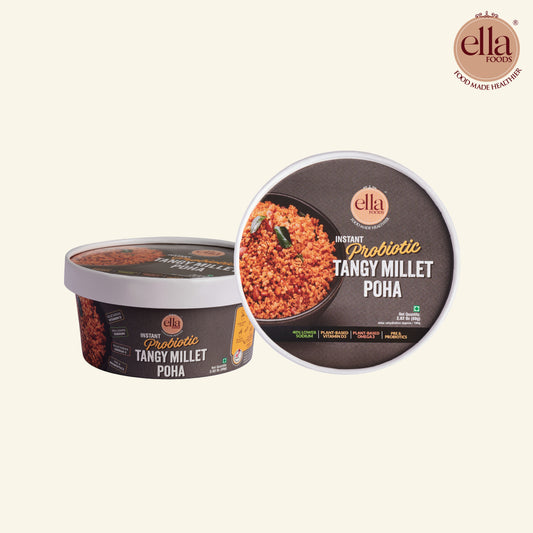 Ella Foods Probiotic Tangy Millet Poha | Ready to Eat | Gut-Friendly | 80g | Shelf Life: 6 Months | Combo Pack