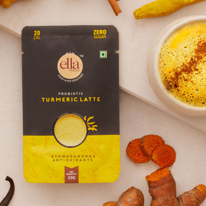 Ella Foods - Turmeric Latte (15g) and Hot Chocolate (27g) -  Pack Of 2 Each ( Total 4)