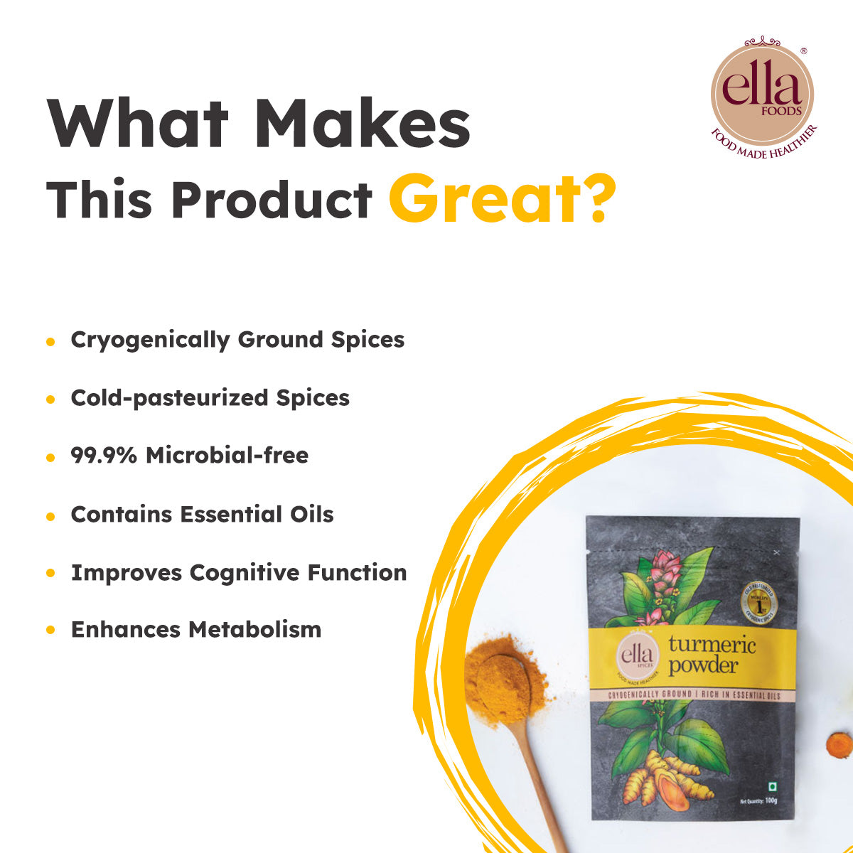 Turmeric or Haldi Powder - Pack of 4 - 100g Each