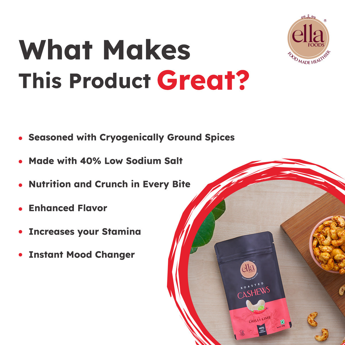 Chilli Lime Cashews | 30 grams each | Mini Pack of 5 | 40% Low Sodium Salt