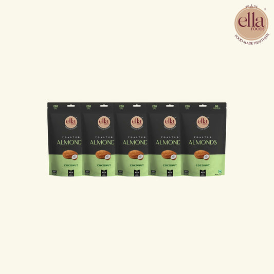 Coconut Toasted Almond | 30 grams each | Mini Pack of 5 | 40% Low Sodium Salt