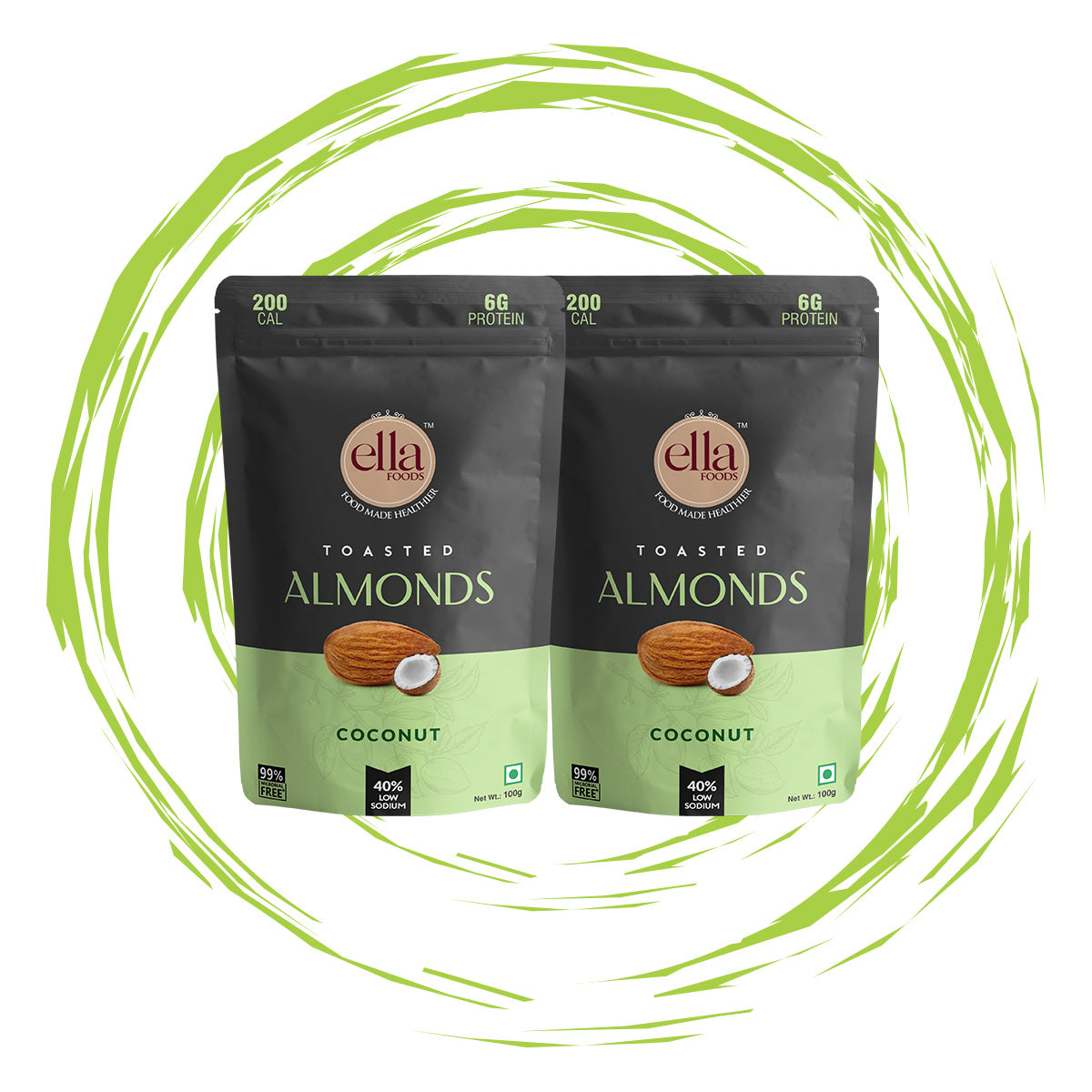 Coconut Toasted Almonds - Pack of 2 - 100g Each