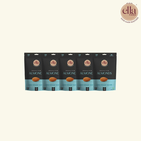 Salted Almond | 30 grams each | Mini Pack of 5 | 40% Low Sodium Salt