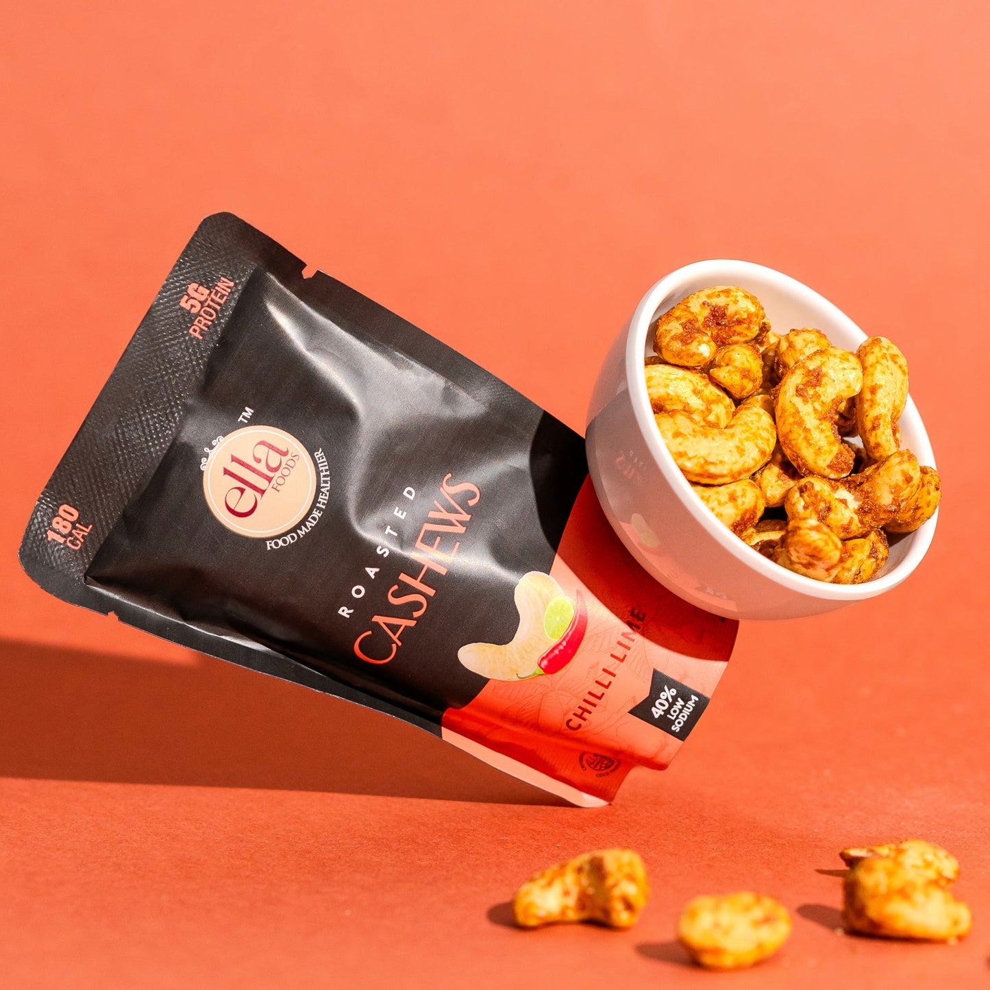 Ella Foods Assorted Mini Nuts Pack (10 x 27g) | Roasted Almonds & Cashews | 40% Low Sodium | Healthy On-the-Go Snack | Travel-Friendly | 6-Month Shelf Life