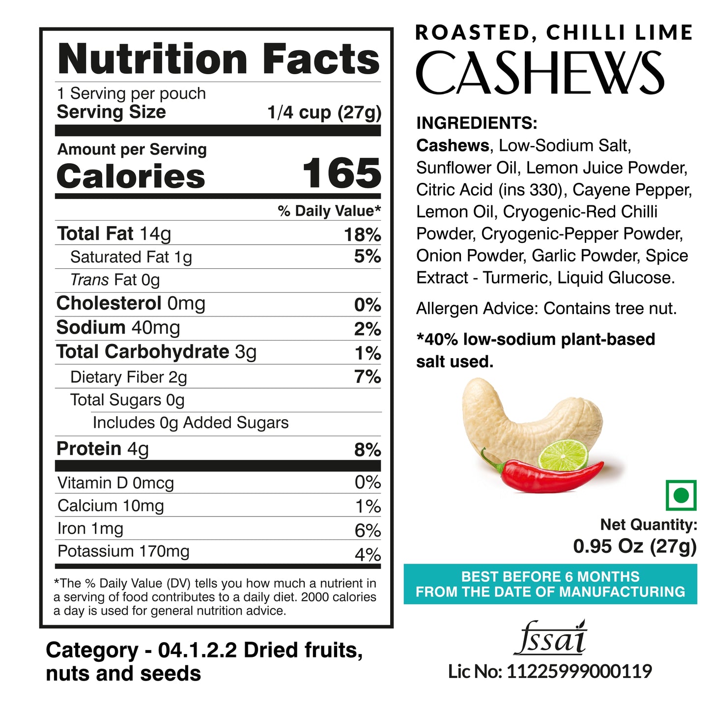 Ella Foods Assorted Mini Nuts Pack (10 x 27g) | Roasted Almonds & Cashews | 40% Low Sodium | Healthy On-the-Go Snack | Travel-Friendly | 6-Month Shelf Life
