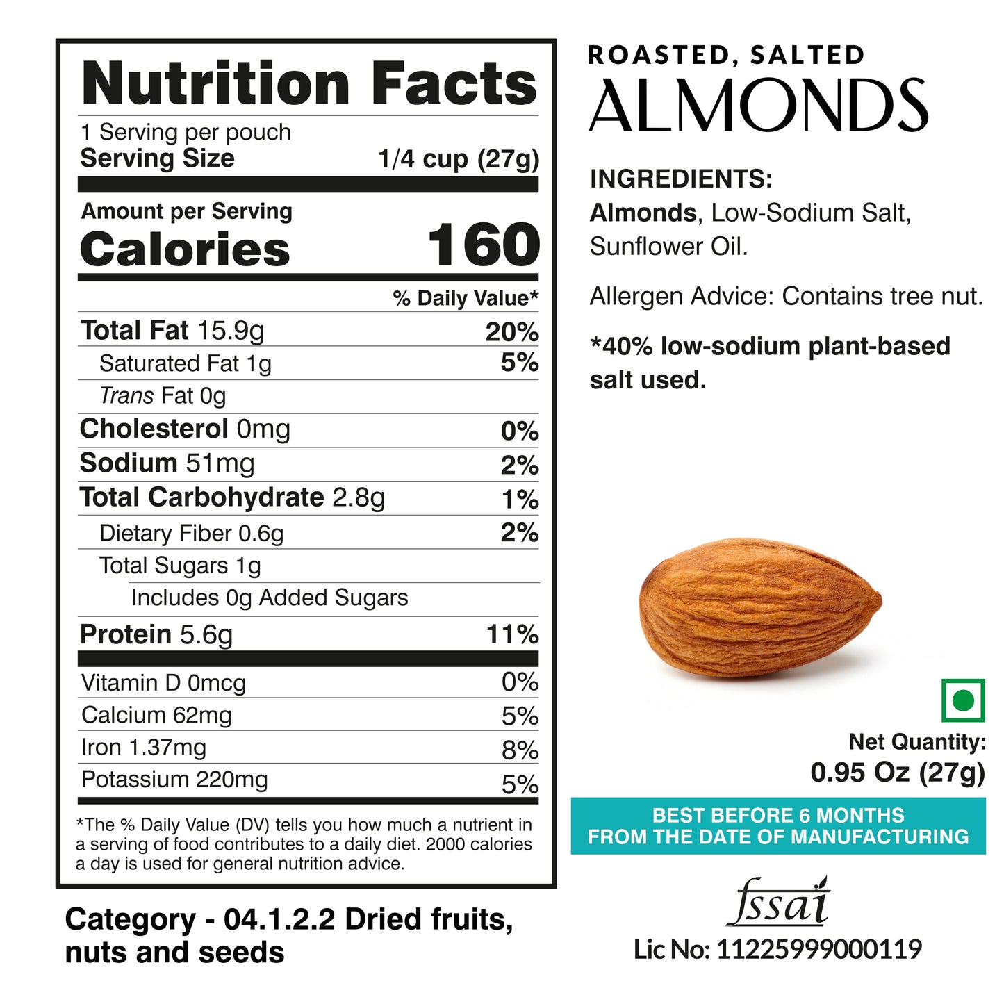 Ella Foods Assorted Mini Nuts Pack (10 x 27g) | Roasted Almonds & Cashews | 40% Low Sodium | Healthy On-the-Go Snack | Travel-Friendly | 6-Month Shelf Life