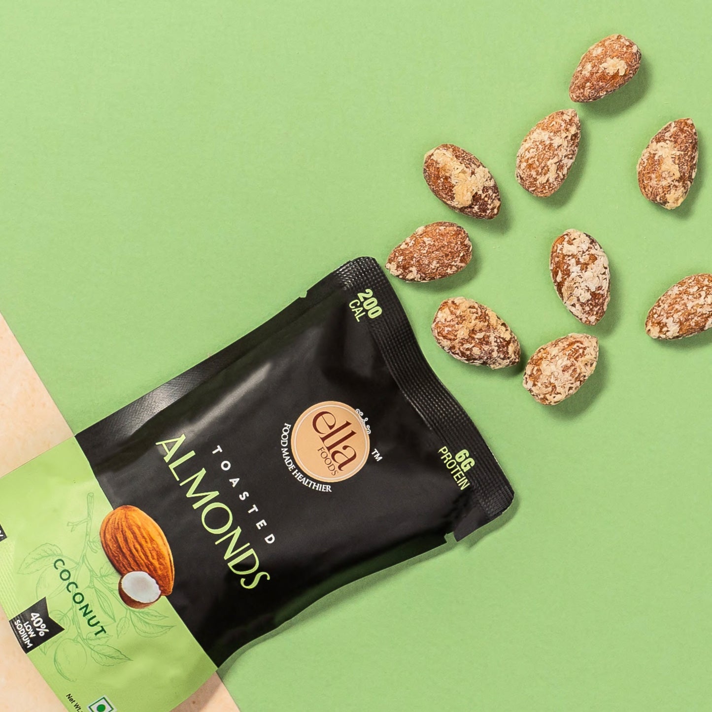 Ella Foods Assorted Mini Nuts Pack (5 x 27g) | Roasted Almonds & Cashews | 40% Low Sodium | Healthy Travel Snack | Portion Packs | 6-Month Shelf Life