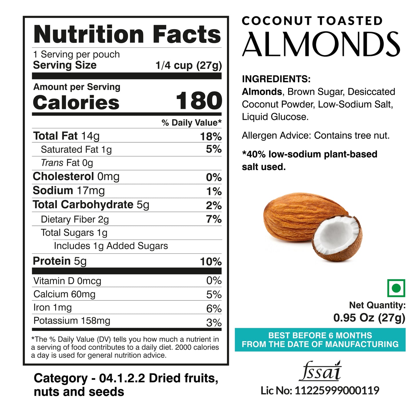 Ella Foods Assorted Mini Nuts Pack (5 x 27g) | Roasted Almonds & Cashews | 40% Low Sodium | Healthy Travel Snack | Portion Packs | 6-Month Shelf Life