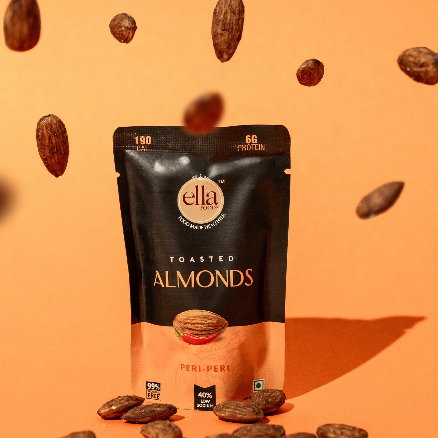Ella Foods Assorted Mini Nuts Pack (5 x 27g) | Roasted Almonds & Cashews | 40% Low Sodium | Healthy Travel Snack | Portion Packs | 6-Month Shelf Life