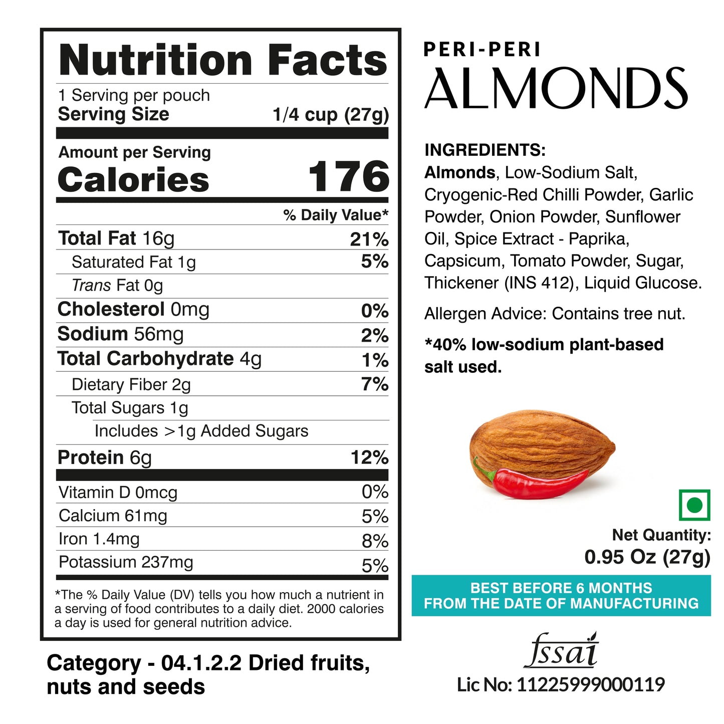 Ella Foods Assorted Mini Nuts Pack (5 x 27g) | Roasted Almonds & Cashews | 40% Low Sodium | Healthy Travel Snack | Portion Packs | 6-Month Shelf Life