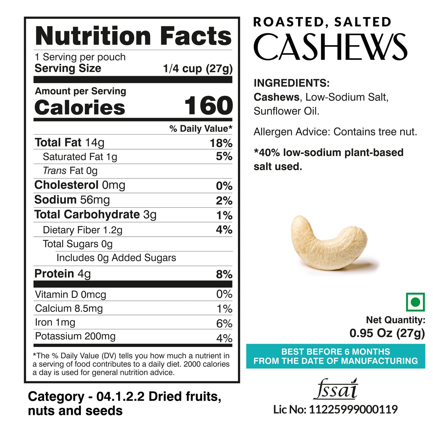 Ella Foods Assorted Mini Nuts Pack (5 x 27g) | Roasted Almonds & Cashews | 40% Low Sodium | Healthy Travel Snack | Portion Packs | 6-Month Shelf Life