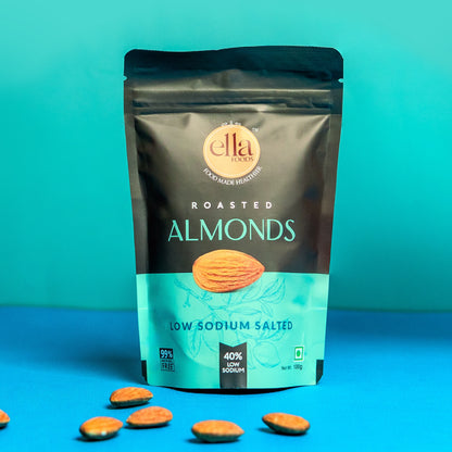 Assorted Nuts Combo by Ella Foods (4 x 100g) | Peri Peri Almonds, Salted Cashews, Coconut Toasted Almonds & Chilli Lime Cashews | 40% Low Sodium | Roasted & Seasoned | 6-Month Shelf Life