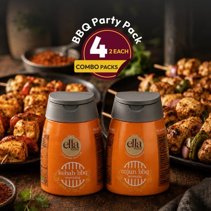 Ella Foods BBQ Seasoning Party Pack | 4 x 100g Seasonings | 2 Cajun BBQ + 2 Kebab BBQ | Smoky All-Purpose BBQ Seasoning Combo| No MSG