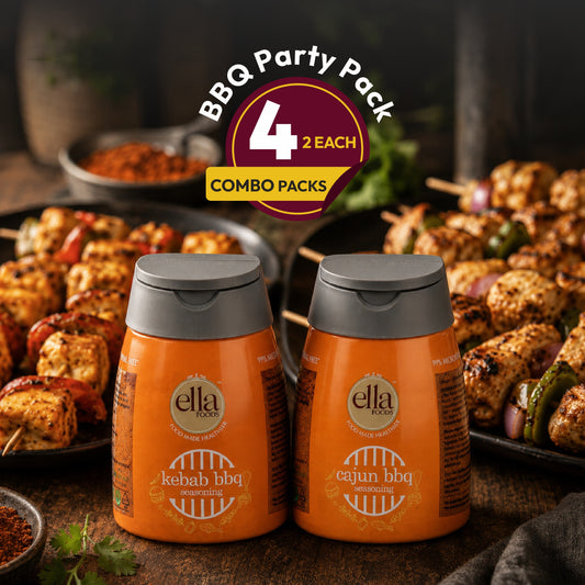 Ella Foods BBQ Seasoning Party Pack | 4 x 100g Seasonings | 2 Cajun BBQ + 2 Kebab BBQ | Smoky All-Purpose BBQ Seasoning Combo| No MSG