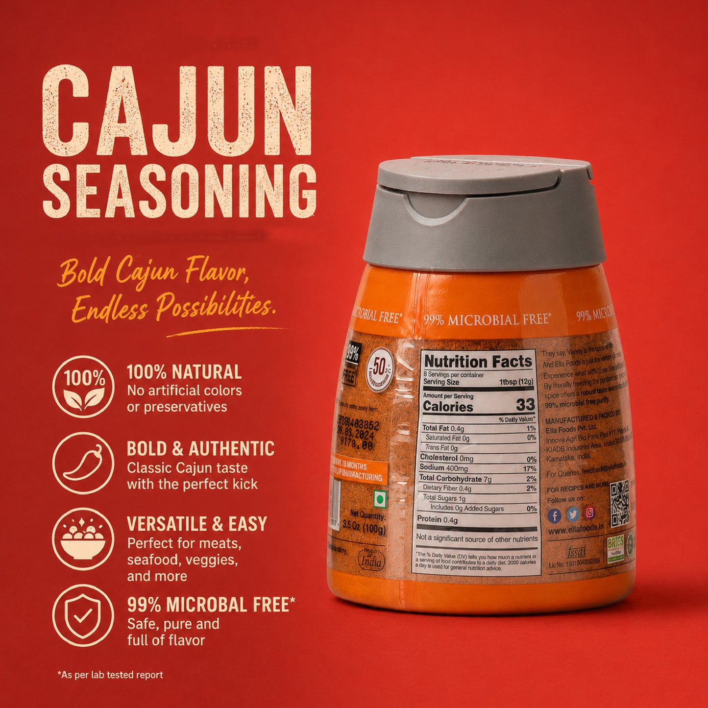 Ella Foods Chef's Special Seasoning Combo Pack | 6 Flavours x 100g Each | Chilli Lime, Cajun BBQ, Kebab BBQ, Caribbean Jerk, Sweet & Spicy BBQ & Mexican Fajita | All-Purpose International Seasoning Collection | No MSG
