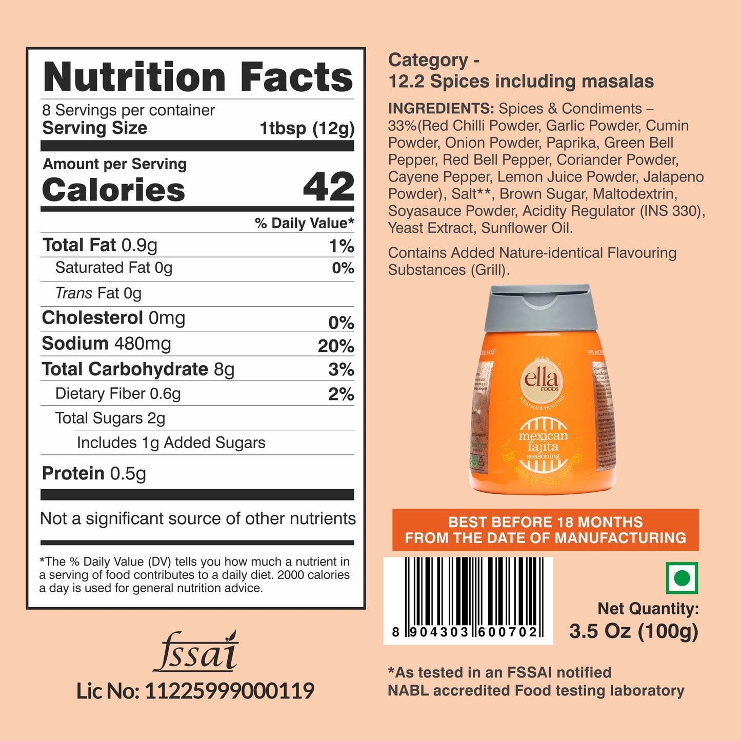Ella Foods Chef's Special Seasoning Combo Pack | 6 Flavours x 100g Each | Chilli Lime, Cajun BBQ, Kebab BBQ, Caribbean Jerk, Sweet & Spicy BBQ & Mexican Fajita | All-Purpose International Seasoning Collection | No MSG