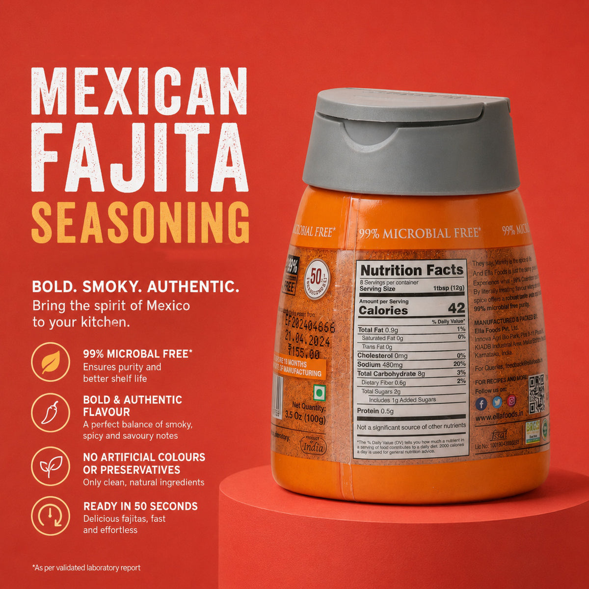 Ella Foods Chef's Special Seasoning Combo Pack | 6 Flavours x 100g Each | Chilli Lime, Cajun BBQ, Kebab BBQ, Caribbean Jerk, Sweet & Spicy BBQ & Mexican Fajita | All-Purpose International Seasoning Collection | No MSG