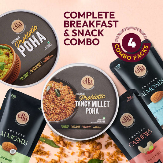 Ella Foods Complete Breakfast & Snack Combo – Wholesome Meals with Crunchy Nut Snacks