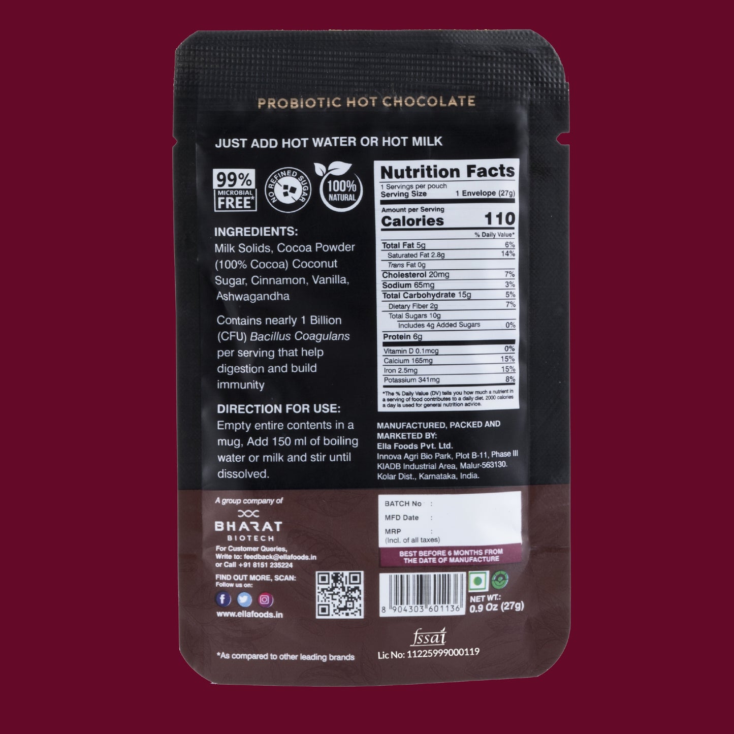 Ella Foods Cozy Indulgence Combo | Coconut Toasted Almonds (100g) & Hot Chocolate (27g x 2) | 40% Low Sodium Roasted Almonds | Healthy Snack & Beverage Gift Pack