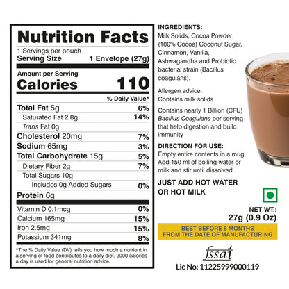 Ella Foods Cozy Indulgence Combo | Coconut Toasted Almonds (100g) & Hot Chocolate (27g x 2) | 40% Low Sodium Roasted Almonds | Healthy Snack & Beverage Gift Pack