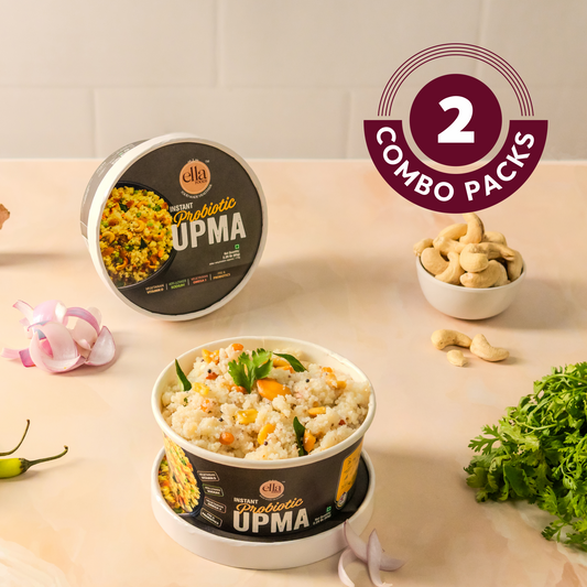 Ella Foods Probiotic Instant Upma | Ready to Eat | Added Pre & Probiotics | 65g | Shelf Life: 6 Months | Combo Pack