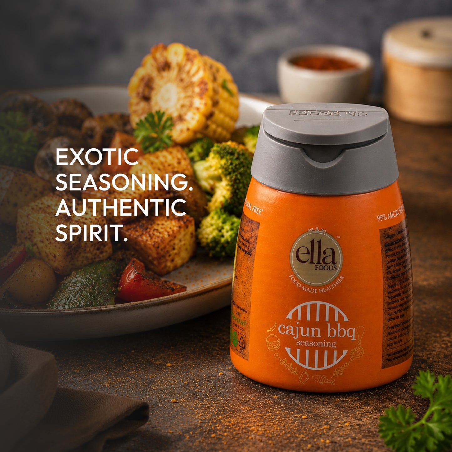 Ella Foods Global BBQ Seasoning Combo Pack | Cajun BBQ, Kebab BBQ & Sweet & Spicy BBQ | No MSG Seasonings | 3 Flavours x 100g Each | All-Purpose BBQ Collection