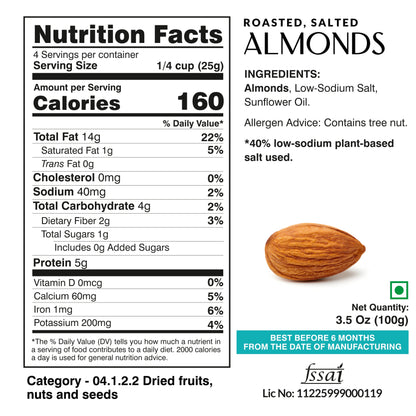 Ella Foods Healthy Nuts Combo (Pack of 5 x 100g) | Salted Almonds, Salted Cashews, Chilli Lime Cashews, Peri Peri Almonds & Coconut Toasted Almonds | Roasted Nut Snacks | 40% Low Sodium
