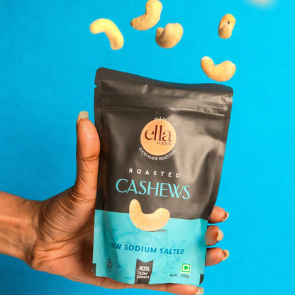 Ella Foods Healthy Nuts Combo (Pack of 5 x 100g) | Salted Almonds, Salted Cashews, Chilli Lime Cashews, Peri Peri Almonds & Coconut Toasted Almonds | Roasted Nut Snacks | 40% Low Sodium