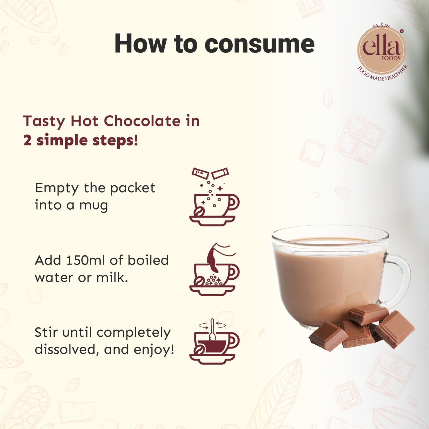 Ella Foods Instant Hot Chocolate ( 27 gram) Pack of 5
