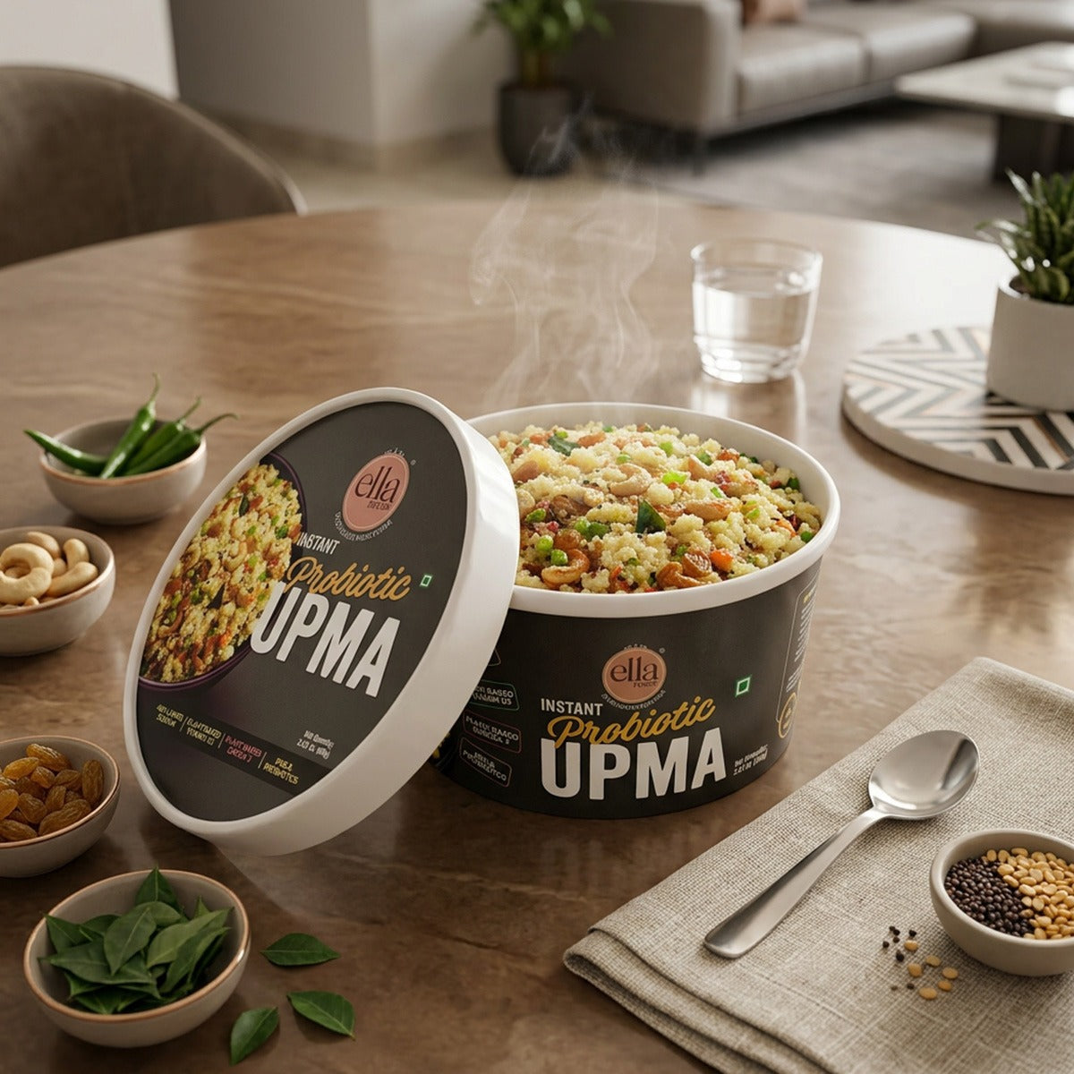 Ella Foods Probiotic Instant Upma | Ready to Eat | Added Pre & Probiotics | 80g