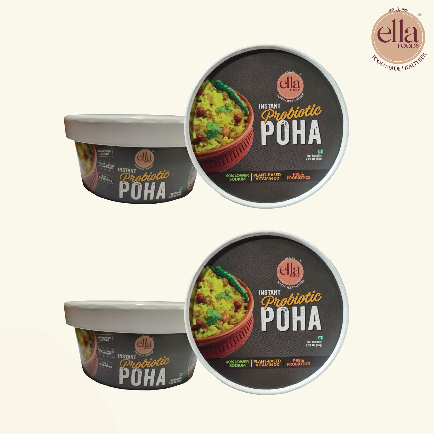 Instant Probiotic Poha | Added Pre & Probiotics | 65 grams each | Pack of 2