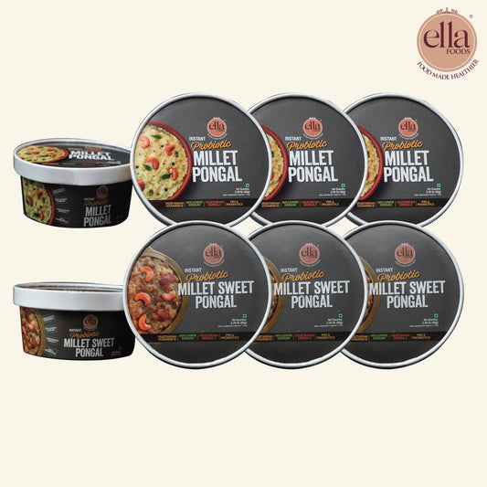 Ready to Eat Khara Pongal | Sweet Pongal | Combo Pack of 6 | 3 of each | with added Probiotics
