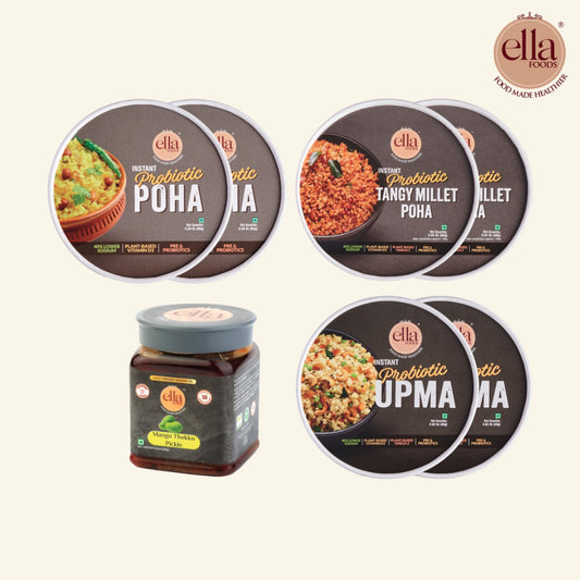 Ella Foods Ultimate Breakfast & Mango Thokku Pickle Combo | 7 Pack Nutritious Meal Kit
