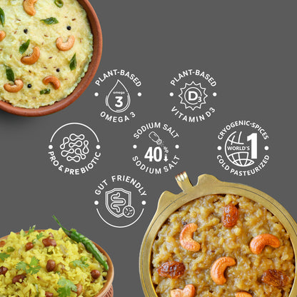 Ella Foods Ready to Eat Combo Pack of 3 | Traditional Millet Khara Pongal + Millet Sweet Pongal + Instant Upma | Pack of 3 | 65g Each | Authentic South Indian Breakfast | Pure Vegetarian | No Preservatives | 6 Months - Shelf Life