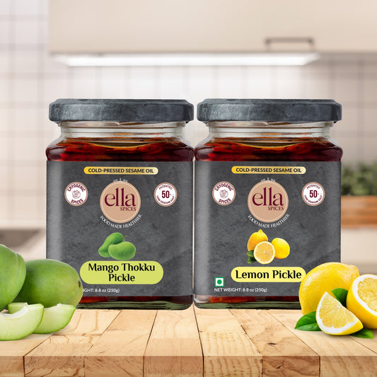 Ella Foods Mango And Lemon Pickle | 250 grams each | Pack of 2