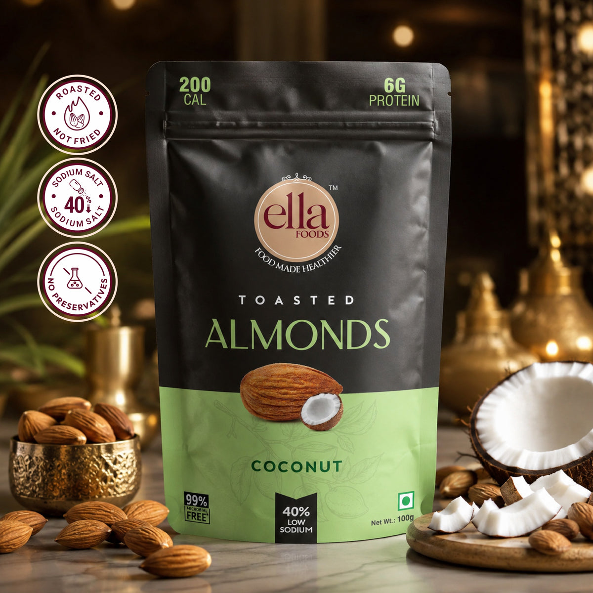 Ella Foods Majestic Gift Hamper | Premium Nuts, Turmeric Latte, Hot Chocolate & Traditional Laddus | Luxury Diwali & Festive Gift Box